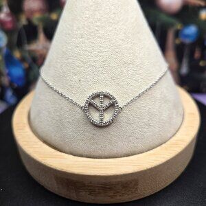 Dainty CZ 925 Peace Sign Bracelet